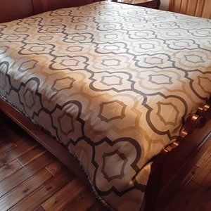 DUVET COVER QUEEN Taupe Gray Gold Tan Cream with 2 shams